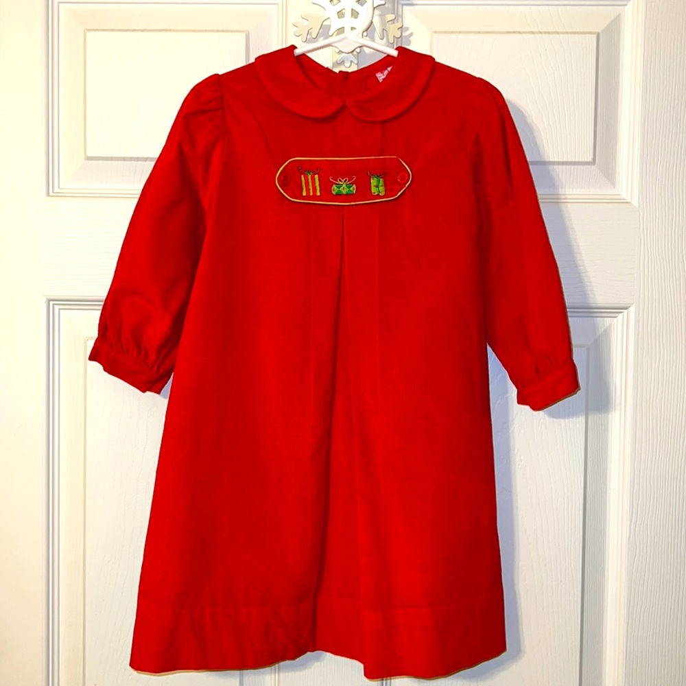Oriental express girls size 2 Christmas micro corduroy red dress